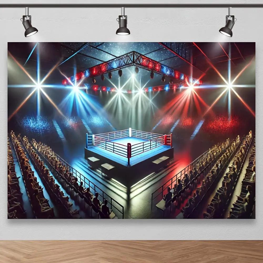 1pc Professional Boxing Ring Backdrop Cloth - Polyester Shadow-Free Studio Cloth, Dynamic Light Sports Event Stage Background for Party & Studio Use