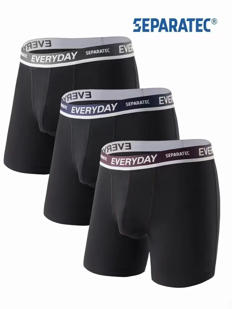 Separatec Men's Cotton Spandex Boxer Briefs with Patented Dual Pouch, Plain Halloween Menswear, Breathable Fabric for Ball Support, 3/7 Pack, Christmas, Party, Athletic, Activewear, Father's Day, Holiday, Compression, Elastic, Sportswear, Soft, Mid Waist
