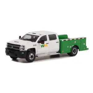 2018 Chevrolet Silverado 3500 Dually Service Bed - Waste Management (Dually Drivers Series 10) Diecast 1:64 Scale Model - Greenlight 46100C