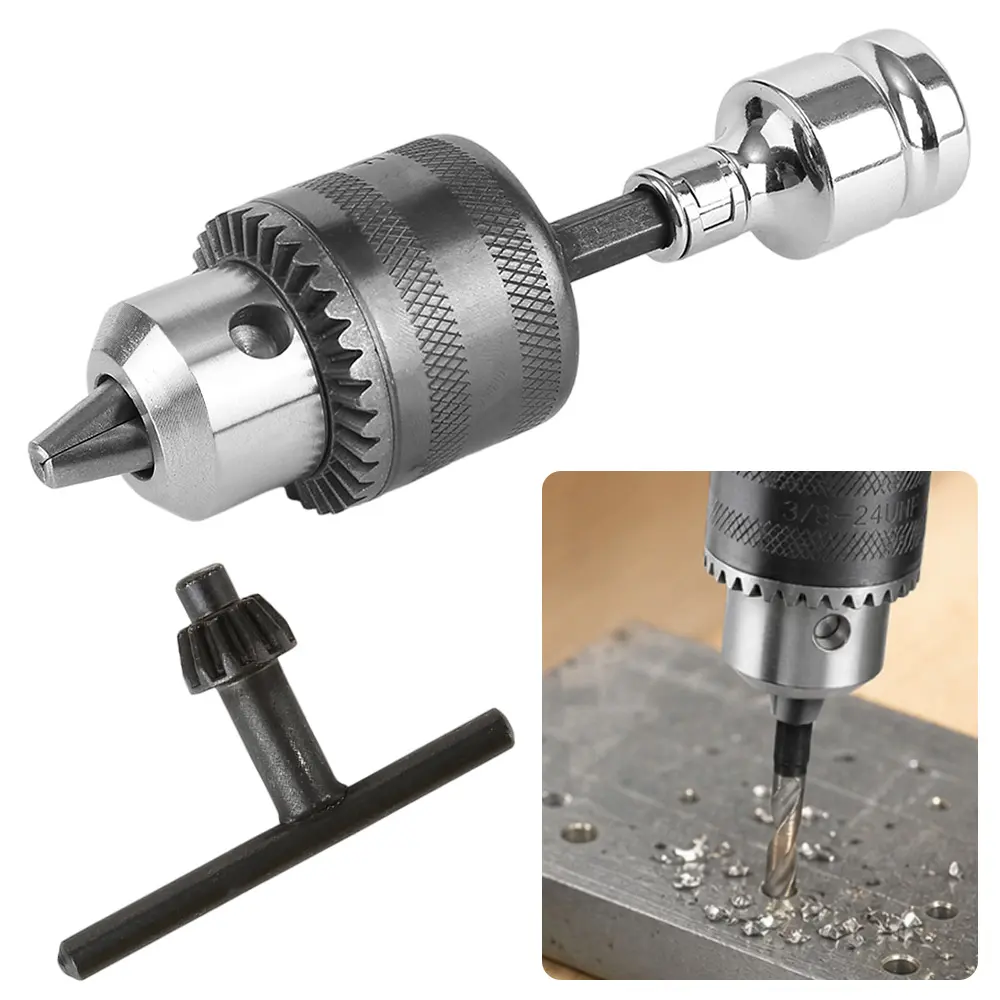 4 Packs 20754A 3/8” Drill Chuck Adapter | Chuck Drill for Impact Drivers with 1/4 Inch Quick Change Shank | Drill Converter Includes 1/2-Inch Adapter for Impact Guns | Hex to Chuck Drill Bit Adapter
