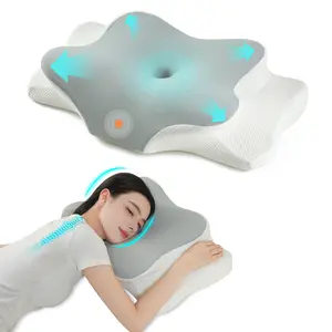 Ergonomic Cervical Neck Pillow for Pain Relief - Butterfly-Shaped, High-Density Material, Washable Cover, Suitable for Side, Back, and Stomach Sleepers, White