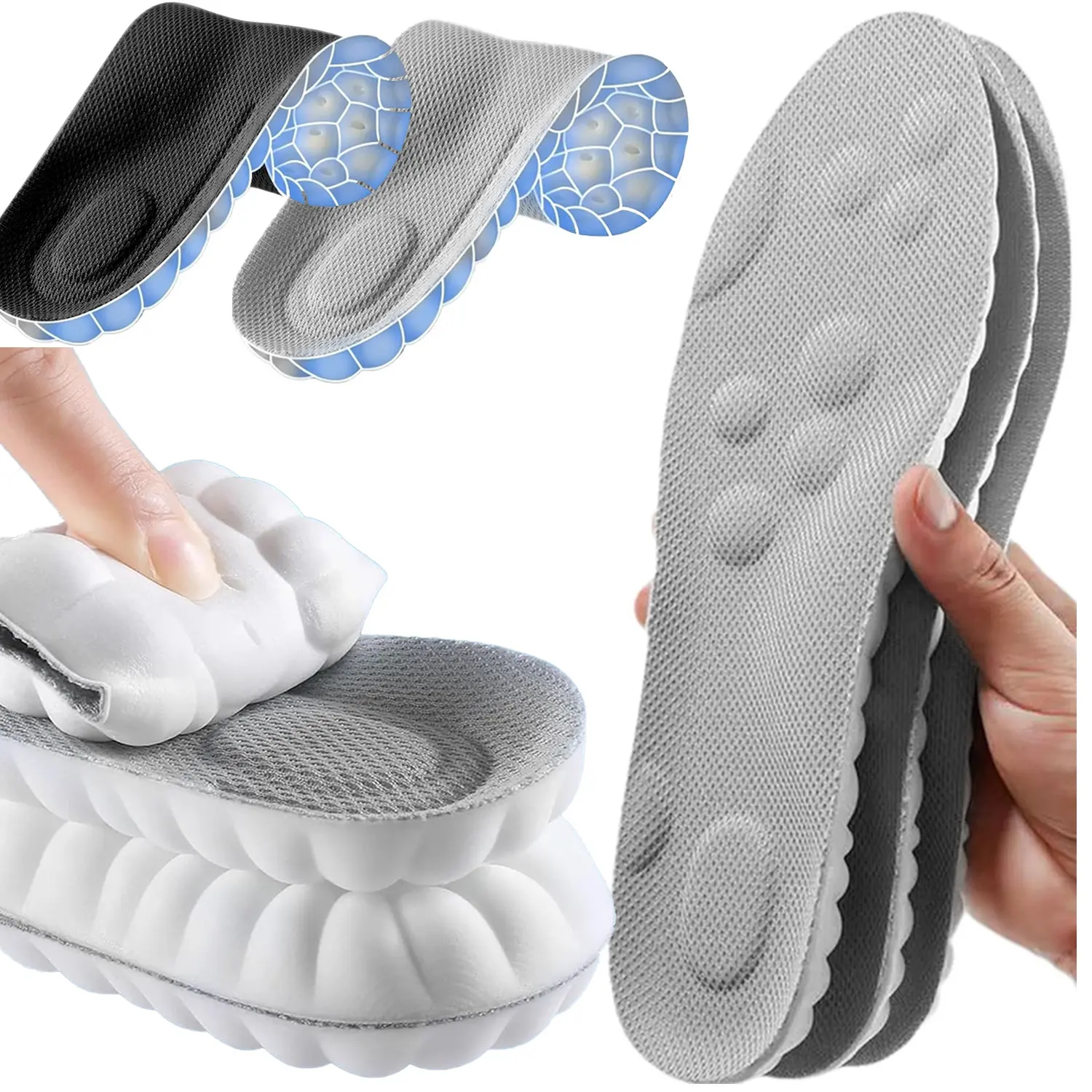 4D Cloud Insoles for Men & Women, Shock Absorption Soft Memory Foam Orthotic Shoe Insoles for Daily Wear Comfortable Shoe Inserts