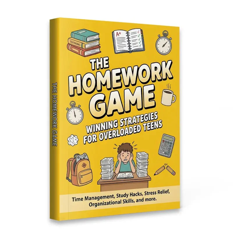 The Homework Game — Winning Strategies for Overloaded Teens: a step-by-step playbook for time management, study hacks, focus loops, and gentle anti-procrastination “micro moves”; organize notes, build a weekly map, create stress-relief routines.