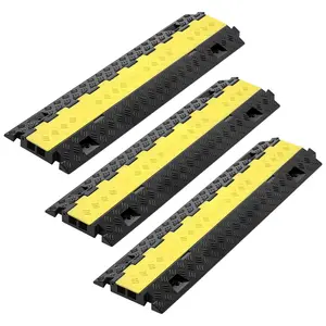 Cable Protector Ramp, 22, 000 lbs/axle Capacity, 2 Channel Heavy Duty TPU Cord Hose Wire Cover, 1.2 x 1.1 in Channel, Traffic Speed Bump with Flip-Open Top Cover, for Indoor Outdoor Use, 3 Pack