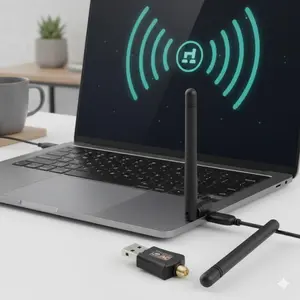 Ac600 dual Band Mini Usb wifi Adapter for Pc laptop, 2.4g/5gHz wireless Network card with external Antenna, Compatible Windows Mac Linux, Plug and Play, Boosts Signal Reception