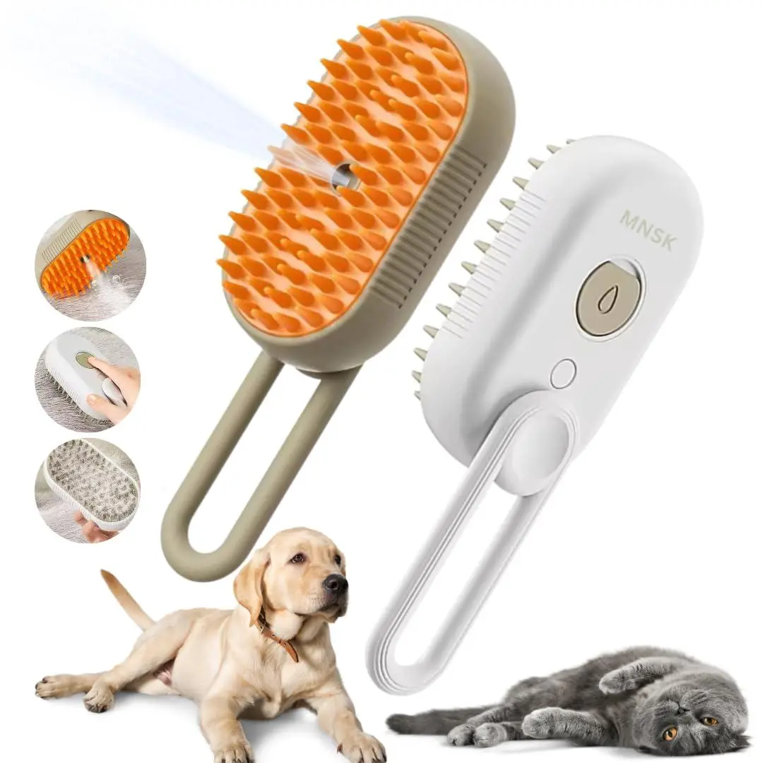 3 in 1 Cat Steam Brush, 1 Count Steamy Silicone Massage Grooming Brush for Cat and Dog, Steamer Brush for Massage, Tangled, Pet Grooming Tool
