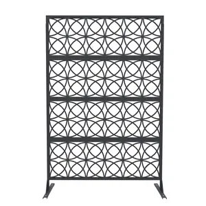 Metal Privacy Screen Fence 46 x 71 Inch, Freestanding Decorative Outdoor Divider Panel for Patio and Garden, Weather Resistant Rustproof Iron Yard Fence for Balcony Lawn