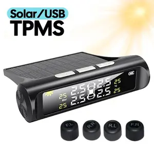 Car Tire Pressure Monitoring System, TPMS Tire Pressure Monitor System Solar Waterproof TPMS Sensors Set of 4 Wireless LCD Display Tire Pressure Monitor Real-time Detection for 0-87 PSI Rv Trailer, Car Accessories