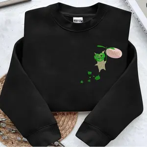 Green Korok Hahaha Embroidered Sweatshirt, Brown Korok Hoodie, Zelda Embroidered Sweatshirt or Hoodie with Text, Icon