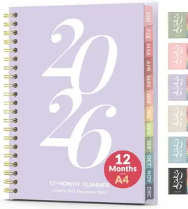 2026 Planner Weekly and Monthly, Jan - Dec 2026, 8.5 x 11, Large Agenda Planner for Women, Aesthetic Calender Planner with Spiral Bound, Month Tab, Flexible Cover for School, Office (A4, Purple)