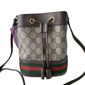 Pre-owned GUCCI Classic Red & Green Web Stripe Pattern Drawstring Mini Bucket Bag Crossbody & Shoulder Wear/WJER03223890