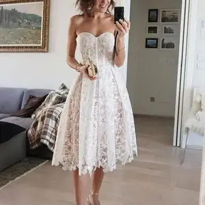 Evening Dress, Women's Dress, Slim Fit Strapless Dress, Sexy Embroidered Lace Dress. Elegant white can be used with a raincoat