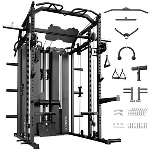 MIKOLO Power Cage Home Gym Smith Machine with Lat Pulldown & Cable Crossover Dual Weight Stack System 264-lb Total Capacity All-in-One Home Workout StationMIKOLO Strength Training Equipment Strength Training Equipment
