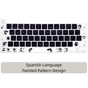 1pc Colorful Painted Pattern Design Silicone Spanish Keyboard Cover Skin for MacBook Pro 13” 2022 2021 2020 (Apple M2 Chip/M1 Chip A2338/A2289/A2251)&2019 MacBook Pro 16” (A2141) Protector,Ultra-thin and Soft, Typing Comfort Dustproof Protector