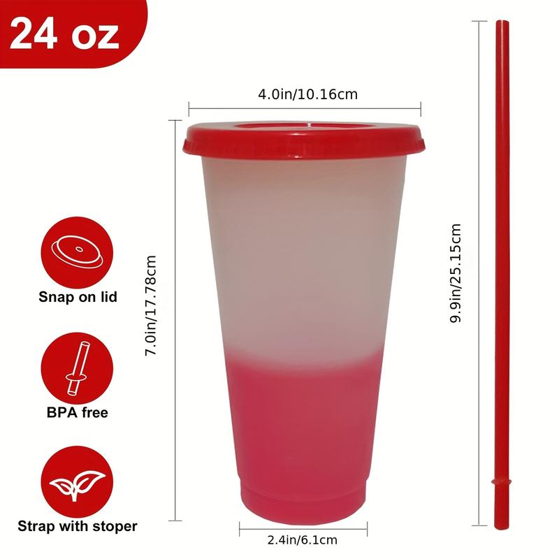 24oz Outdoor Party Cup with Cold-Activated Color Change, Leak-Proof Straw Lid, 10 Vibrant Colors, Reusable, Portable, Ideal for Camping, Hiking & BBQ