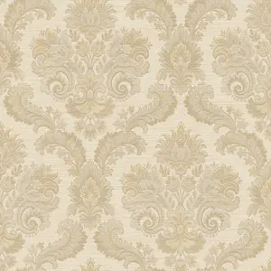 35942 Floral Damask Beige Gold Wallpaper
