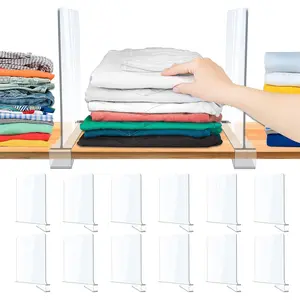 12 Pack Clear Acrylic Shelf Dividers for Closet Organization, Closet Shelf Separators for Clothes Purses, Shelf Organizers for Bedroom Kitchen Office Cabinets Bathroom Storage