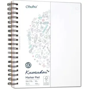 Double-Sided Marker Pad Art Sketchbook Bleedproof - 7"x10" Large Paper Size - 90 lb/150 gsm Smooth Drawing Paper - 60 Sheets/120 Pages - Spiral Bound Sketching Book for Alcohol Markers