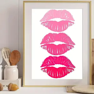 Hot Pink Lips Canvas Art Poster - Vibrant Unframed Wall Decor for Bedroom, Living Room, Office, and Cafe