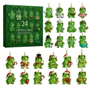 New Enchanted Forest Magic Frog Advent Calendar Blind Box, 24 Days Christmas Countdown Gift Box with Cute Acrylic Frog Charms Keychains, Whimsical Nature Collectible Pendant Set for Kids Teens Adults Frog Lovers, Holiday Surprise Gift for Christmas New Ye