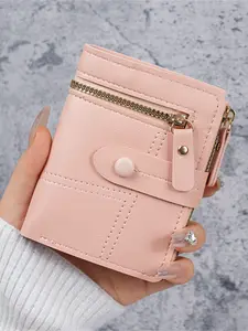 Women's High-End Card Wallet Short Dual-Fold Multi-Slot Design, Bank Credit Card Holder, Zipper Coin Pouch, Anti-Magnetic, Ladies Card Slots Wallet