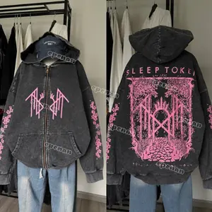 Retro Sleep Token Pure Pink Washed Hoodie, Washed Zip Up Hoodie, Sleep Token Tour 2025 Washed Hoodie, New Song Concert Tour, Gift for Fan 1XV7N