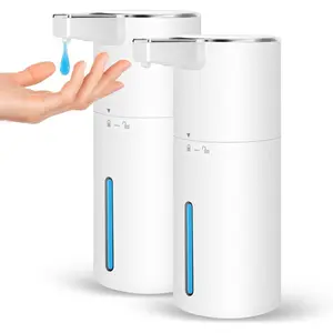 2 Pack Automatic Soap Dispenser: 13.52oz/400ml Wall Touchless Liquid - 4-Level Adjustable Modern Electric Hand Soap Dispenser - Kitchen Bathroom  Family White