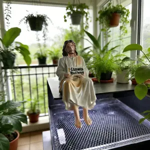 Handmade Jesus Resin Desk Companion Statue, I Am with You Always Sign, Unique Spiritual Religious Decor Gift, Car Dashboard Office Home Table Decoration