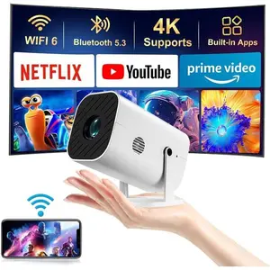 【Built-in APPS & Electric Focusing & 210° Rotation】Mini Projector With Wifi And Bluetooth, 1080P Portable Projector, Movie Projector for Bedroom, Supports Smartphones/TV Stick/iPad/PS5/Laptop/HDMI/USB