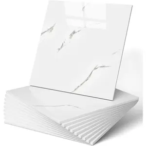 10pcs Peel and Stick Shower Waterproof Marble Tiles Wall Panels, 11.8"x11.8" Self-Adhesive Backsplash, for Home Bathroom, Kitchen, Living Room White (Not Real Tile)