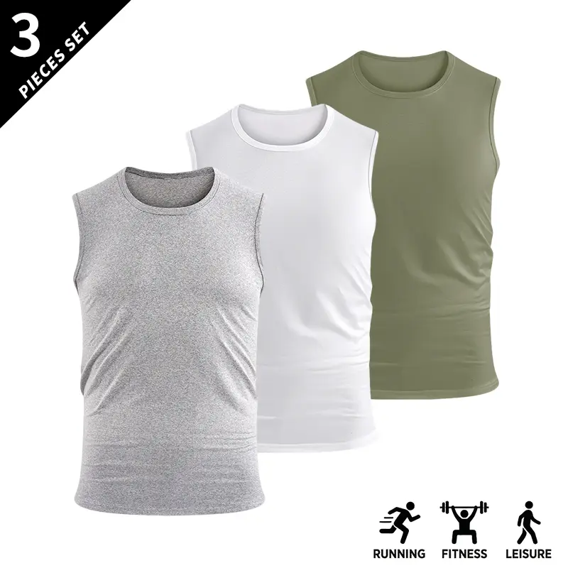 4-pack men’s athletic breathable lightweight sleeveless tank tops, loose fit; quick-dry crew neck sleeveless top; men’s sleeveless shirt/top for gym training. 4-pack men’s athletic breathable lightweight sleeveless tank tops, loose fit; quick-dry crew neck sleeveless top; men’s sleeveless shirt/top for gym training.