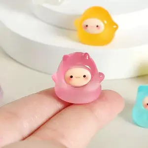 Pink cute handmade decoration mini elf ghost night light cute granule desktop car ornament resin crafts