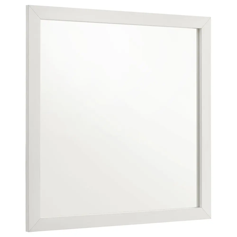 Marceline Rectangle Modern White Dresser Mirror - MDF Frame with Glass Surface, Elegant Minimalist Bedroom Home Decor, Versatile Look with Enlarging Effect
