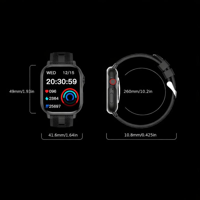 Smart Watch with 2.01 inch HD Full Touch Screen, Bluetooth, Message Notifications, Call reminders, Magnetic Charging, Blood Oxygen (SpO2) & Heart Rate Monitor, Multiple Sports Modes, for Men and Women, Waterproof Smart Watch, Perfect Christmas Gift