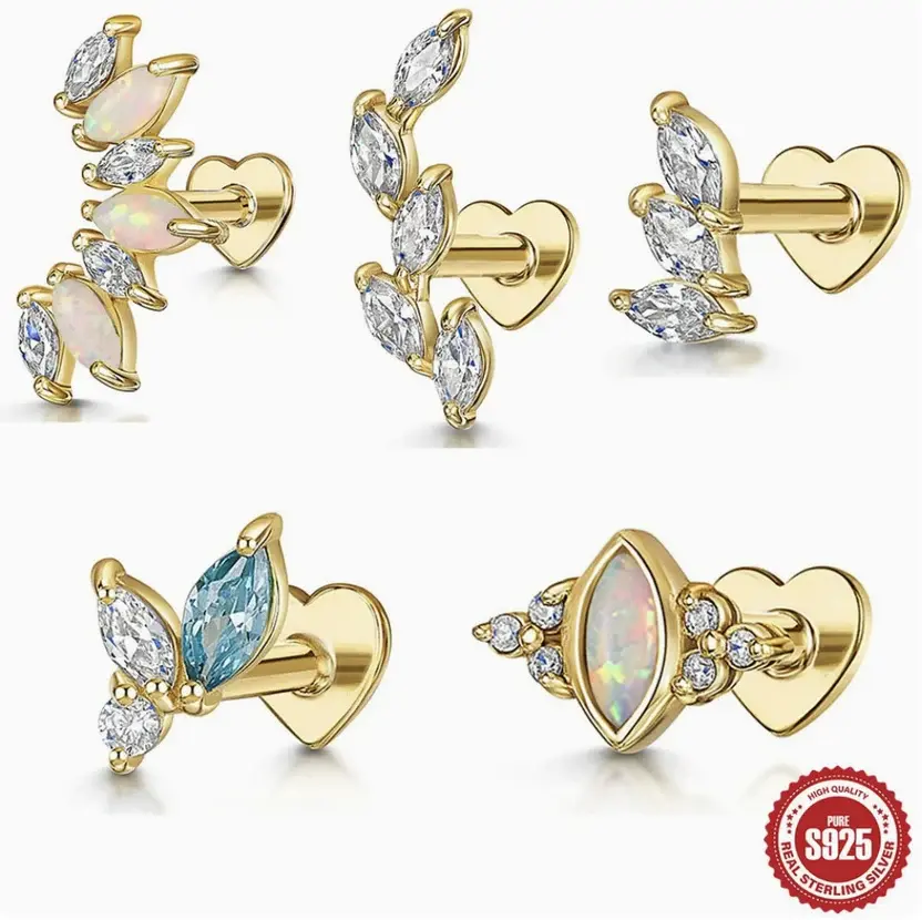 Ear Piercings S925 Sterling Silver Horse Eye Inlaid Diamond Heart, Premium Feel, Best Gift for Bff Girlfriend Mom Wife and Daughter, Durable Stylish Jewelry Gift
