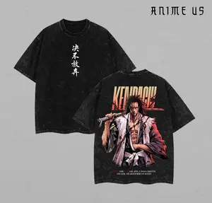 Zaraki Kenpachi x Bleach 11th Division – Gotei 13 Anime Double Printed Washed Tee Unisex Oversize Anime Manga Lightweight Cotton T-Shirt, Gift For Anime Fan , Bleach Fan , Kenpachi Fan