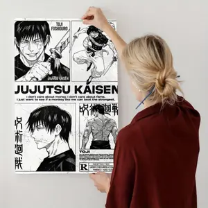 Jujutsu Kaisen Toji Fushiguro Black & White Manga Style Poster, Anime Wall Art Print, Wall Picture, Art Wall Decoration, Room Decor for Bedroom, Living Room & Dorm, Otaku Gift