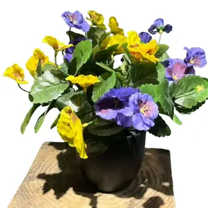 1 Set Artificial Pansy Potted Plant, Durable Plastic Floral Arrangement, Perfect for Desk TV Stand Bedside Table Study Room Decor