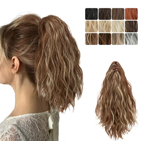 Yetta 12-in Classic Synthetic Claw Clip Ponytail Extension for Women - Thick Wavy Curly, Full Volume, Instant Cute Natural Look, Hairstyle Change (Black Brown, Ash Blonde/Buttery Blonde Options)