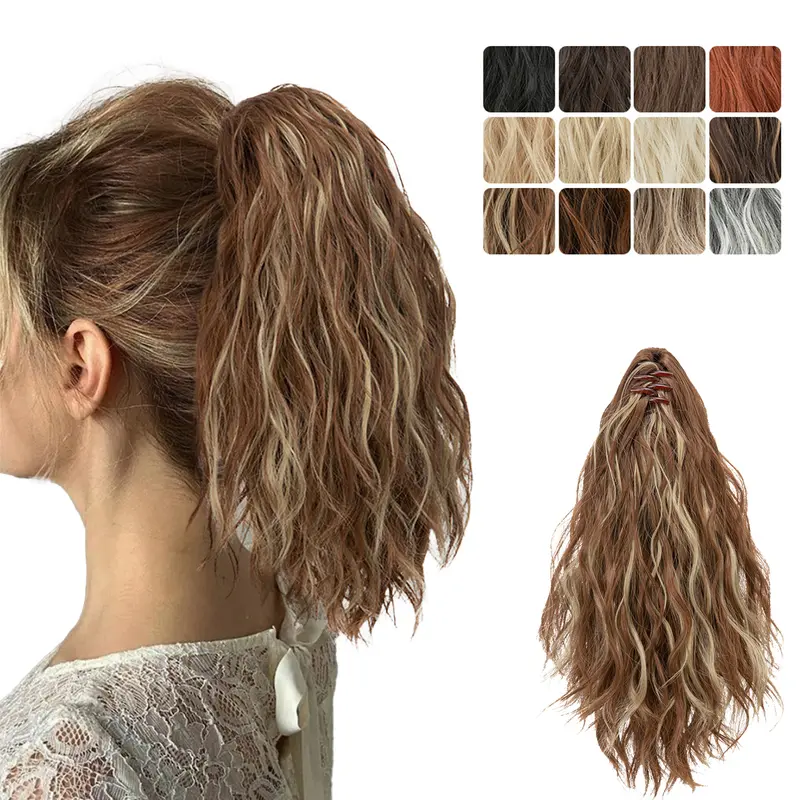 Yetta 12-in Classic Synthetic Claw Clip Ponytail Extension for Women - Thick Wavy Curly, Full Volume, Instant Cute Natural Look, Hairstyle Change (Black Brown, Ash Blonde/Buttery Blonde Options)