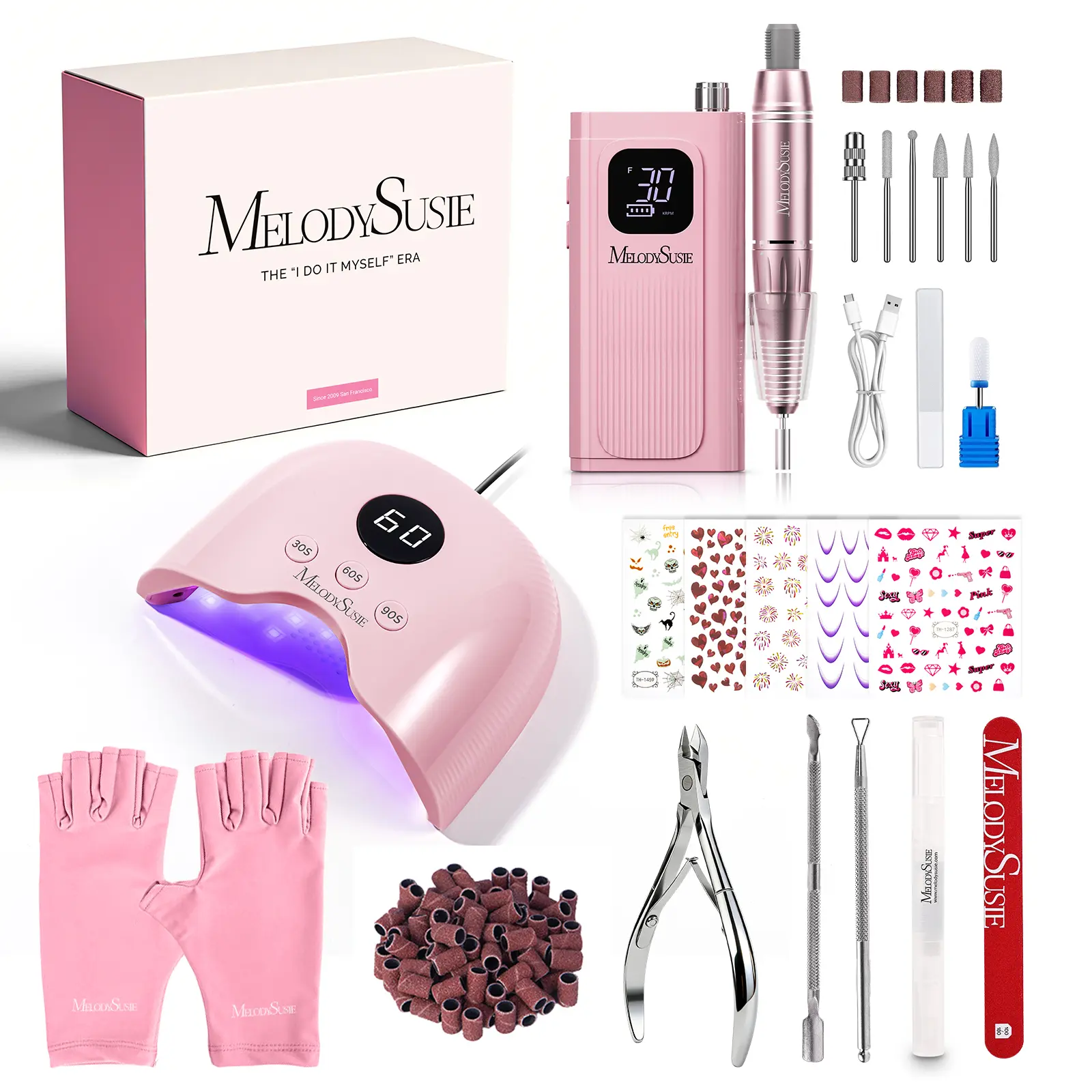 MelodySusie SC300E Nail Drill & PLUS30A Nail Lamp Nail Tools Gift Box for Nail Lovers, Nail Professionals, Nail Salons, Great for Christmas,Birthday Gift