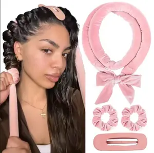 Heatless Curl Set with Flocked Curling Rods, Sleep-Friendly Lazy Styling Tool for Long Hair & All Hair Types, Damage-Free No-Heat Loose Waves, Heatless Hair Curler, Curlrollers