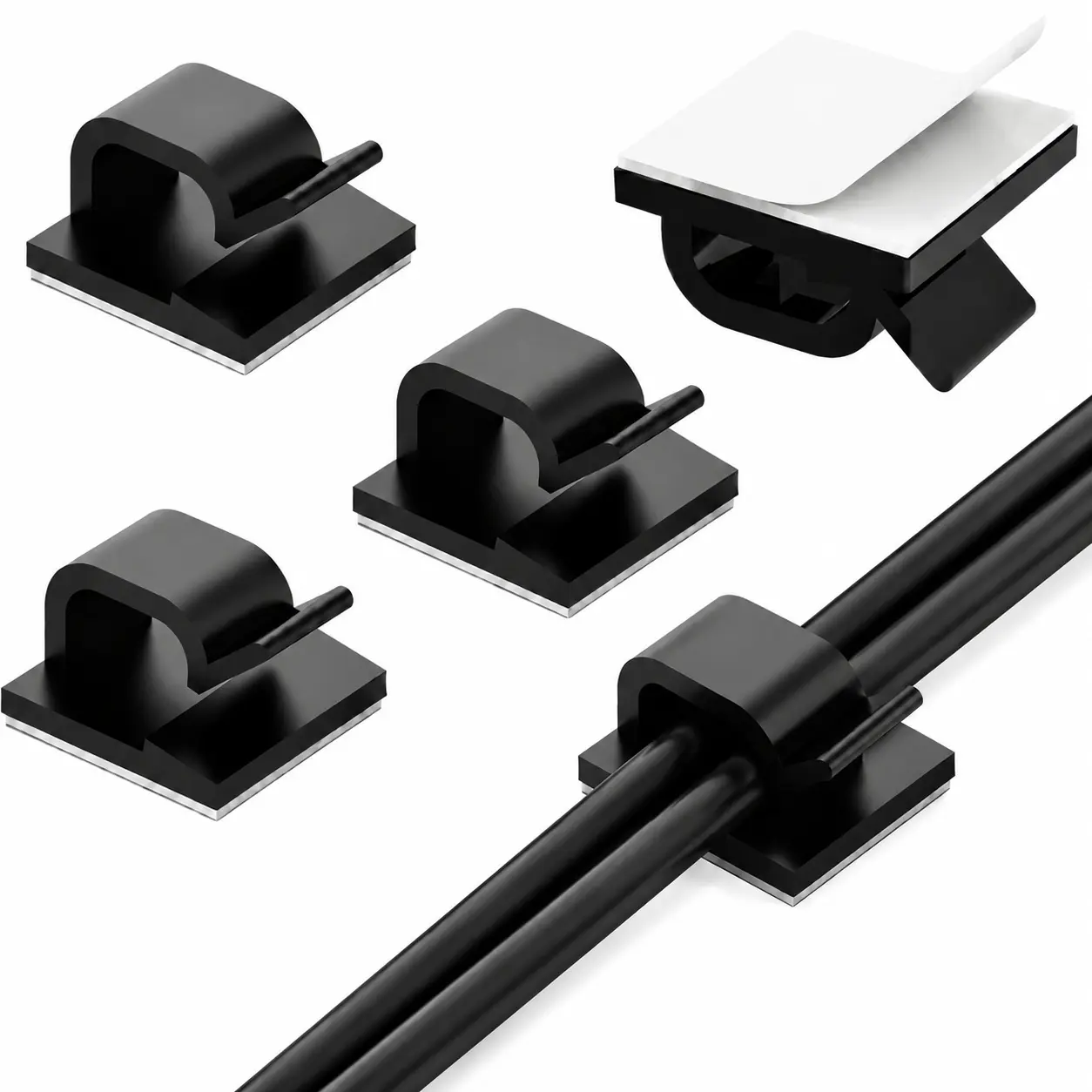 Cable Clips for Desk, Self-Adhesive Cord Organizer with Strong Grip, Wire Holders for Phone Chargers, USB Cables, Ethernet Cords, Home Office & PC Cable Management
