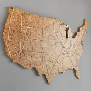 Cork Map of the United States - High-Quality 1/2" Thick Corkboard with State Lines Engraved - Solid & Sturdy Pushpin Travel Map for Living Room or Classroom - American Made with Free Domestic Shipping