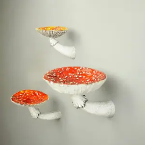 Mushroom Design Wall Hanging Decoration, 3 Counts/set Creative Wall Mounted Mushroom Rack, Wall Decor for Home Living Room Bedroom Kitchen Office, Shelves, Wall Mount Organizer, Wall Mounted Shelf