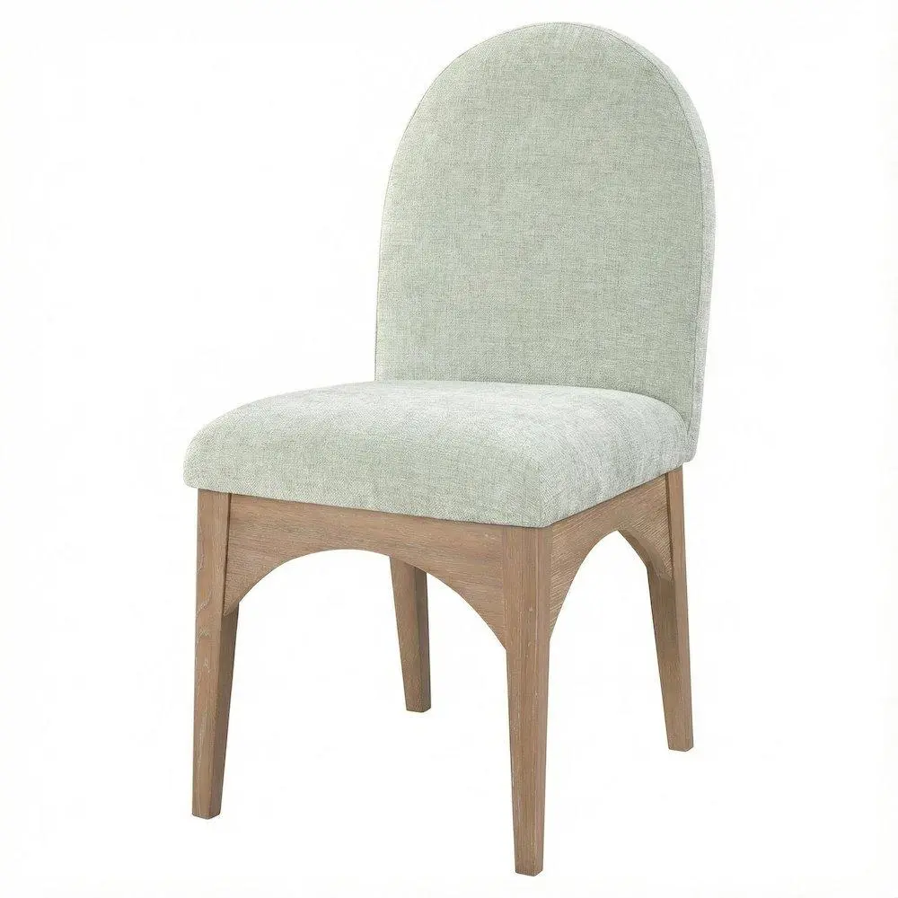 Neutral Chenille Fabric Art Deco Dining Chair with Cushioned Seat
