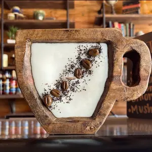 Coffee Candle | Wooden Candle | Gift | Holiday Gifts | Dough Bowl Candle | All Natural Non-Toxic Candle l