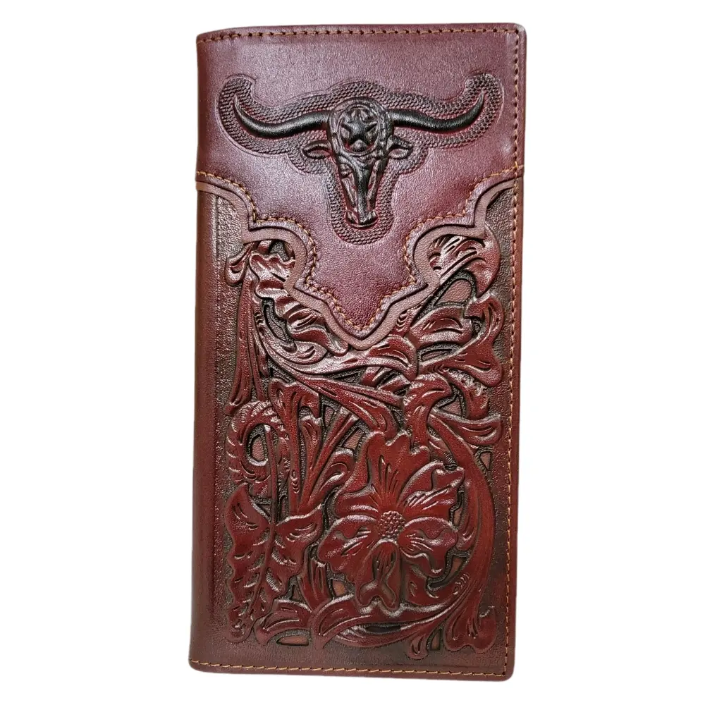 Longhorn Western wallet Cowboy Bullhead wallet genuine leather lasercut