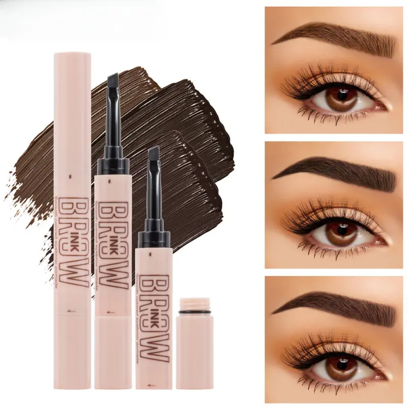 Brow Ink Eyebrow Pomade Gel with Built-in Angled Brush, 24H Waterproof Sweat-Resistant Smudge-Proof, Smooth Creamy Texture for Natural 3D Brows, 3 Shades for Beginners (Beauty & Personal Care Eyebrow Product)