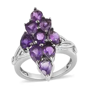 Amethyst 2.80 ctw Elongated Ring in Stainless Steel Size 6 Christmas Gifts